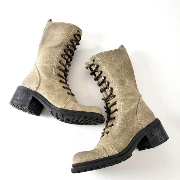 Vintage 90s Grunge Combat Chunky Platform Boots - 7 - Picture 9 of 12